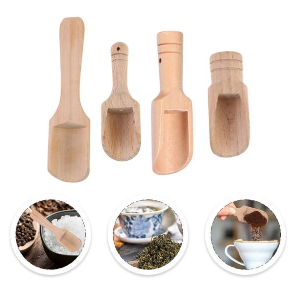 

spoons 12pcs small wooden salt tea scoops mini (assorted color)