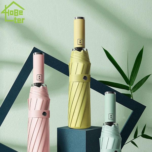

umbrellas 12k three-folding automatic umbrella rain women sunny/rainy windproof anti-uv for male female summer winter parasol
