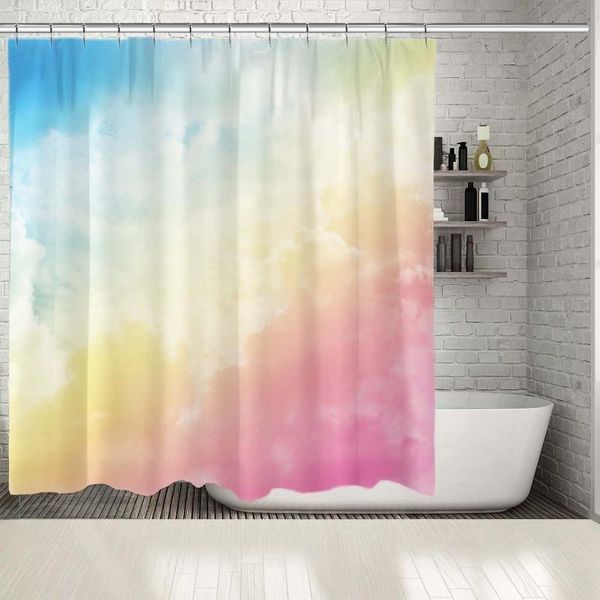 

shower curtains curtain above the clouds sky and sunlight colorful scenery nature cloudscape po pink yellow blue