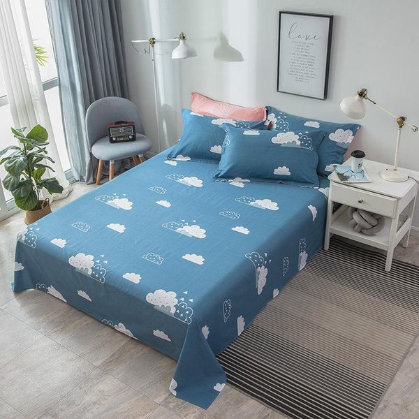 

sheets & sets 100% cotton cartoon cloud flat sheet for children adults single double bed bedsheets (no case) xf704-35