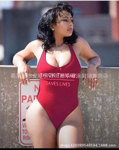 

series tight new women's letter printed beach swimsuit, White;black