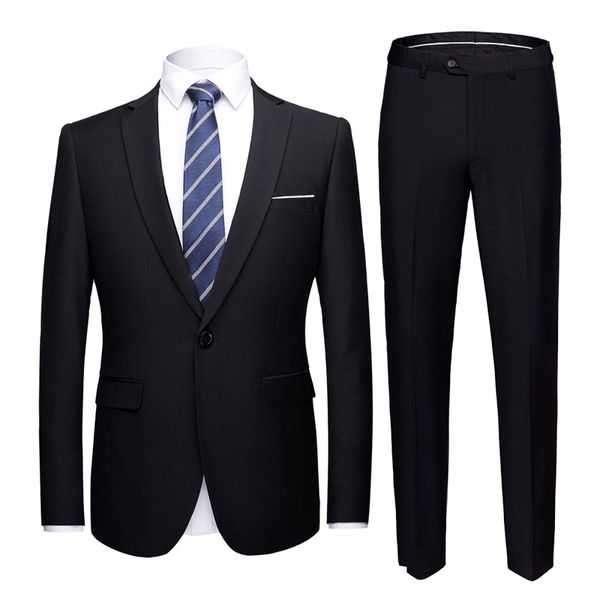 2-teiliger Anzug (Jacke + Hose) Schwarze Männer Hochzeitsanzug Männliche Blazer Slim Fit Anzüge für Männer Kostüm Business Formeller Partyanzug 210524