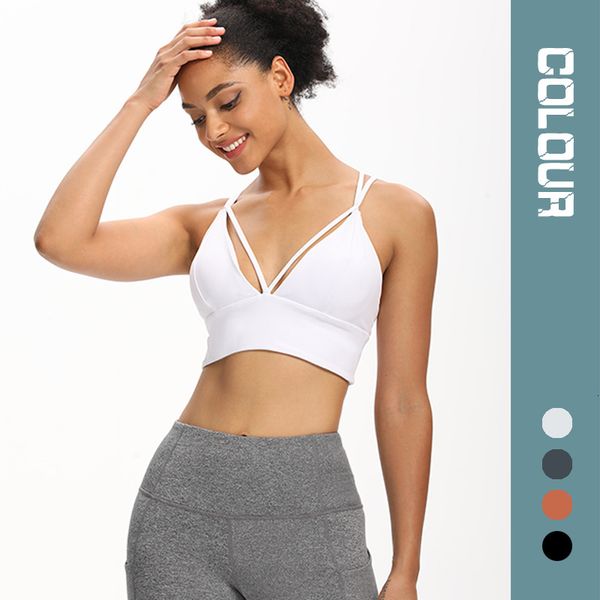 

cross back yoga bra running shockproof sports underwear same fitns vt, Black;white