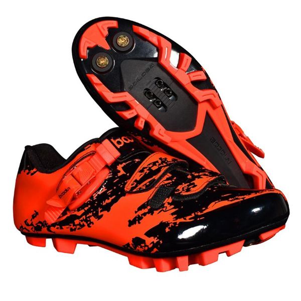 

mountain bike mtb spin cycling shoe with buckle fit spd cleats red footwear, Black