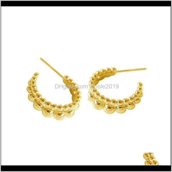 

drop delivery 2021 real 925 sterling sier stacked round stud earrings for fashion women party fine minimalist jewelry hiphop aessories rqiwk, Golden;silver