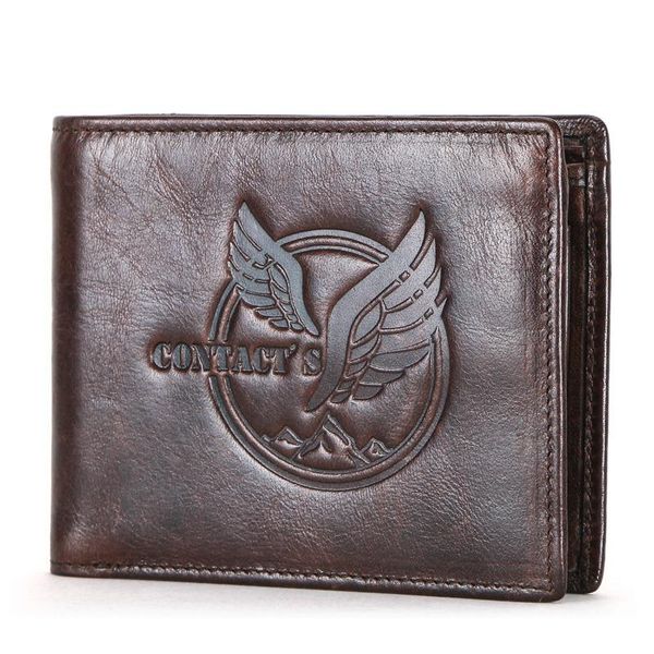 

wallets men's luxury crazy horse genuine leather small coin purse short male money bags bifold card holders, Red;black