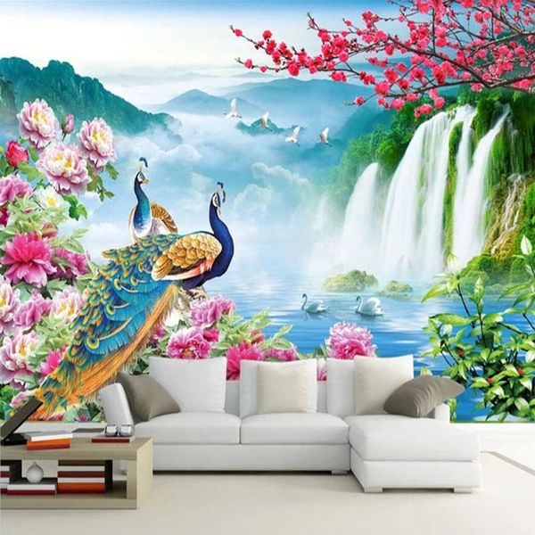 

wallpapers custom mural wallpaper 3d peacock landscape painting nature scenery fresco living room tv sofa study classic background wall 3 d