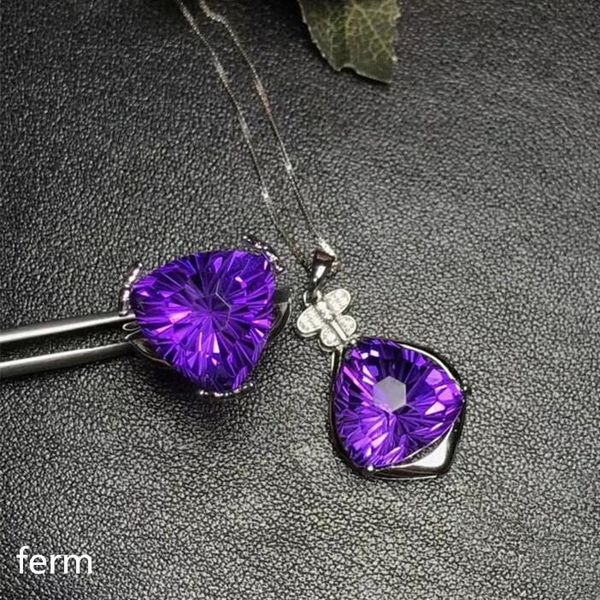 

bracelet, earrings & necklace kjjeaxcmy exquisite jewelry 925 pure silver inlaid natural amethyst ladies set rings pendant 2 pieces, Black