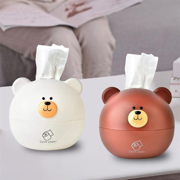 

cute bear tissue box nordic roll paper storage round shaped container towel napkin holder for kitchen boxes & napkins