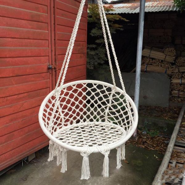 

nordic cotton rope hammock chair handmade knitted indoor outdoor kids swing bed swinging hanging camp furniture