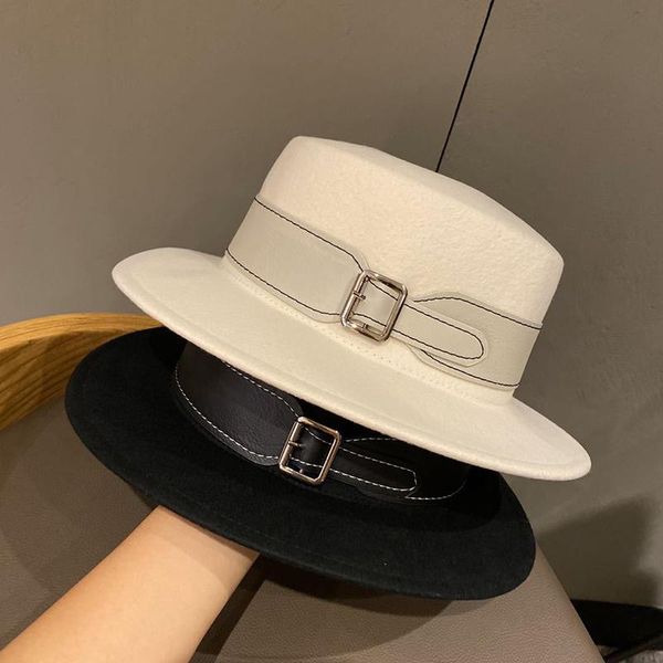

wide brim hats fedora women men pu leather band felted hat jazz cap winter autumn panama camel white sombreros caps cape, Blue;gray