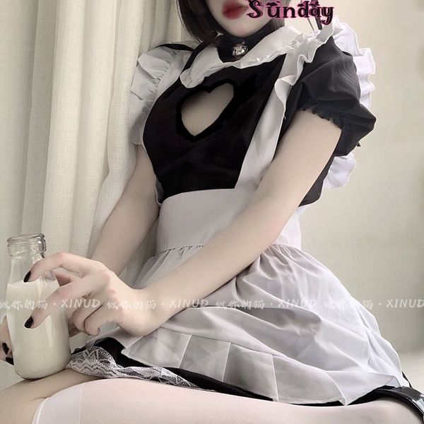 

japanese oita sweet gothic dress cute anime maid costumes underwear women ingerie set uniform temptation ove ive, Red;black