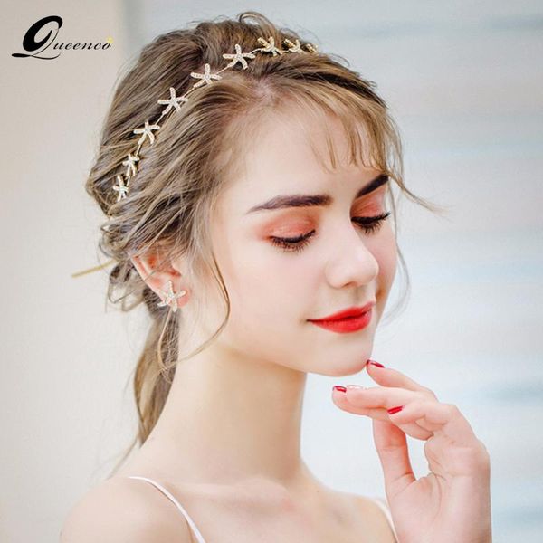 

hair clips & barrettes bride star tiara rhinestone headband wedding accessories with earring set dress party women jewelry, Golden;silver
