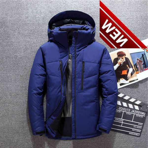 

brand down jacket male winter coat hooded men's 90% white duck coats for windproof parkas 3xl, Black