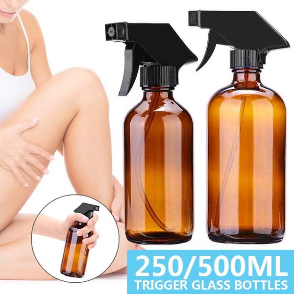 

storage bottles & jars 250ml/500ml hand pressure trigger sprayer essential oil spray container amber glass holder