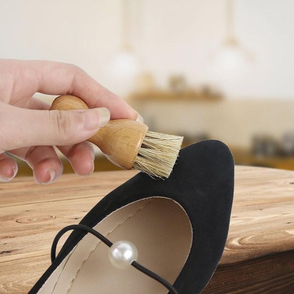 

clothing & wardrobe storage leather shoes buffing brush portable mini bristle wood handle brushes soft hair polishing tool boots cleaning st