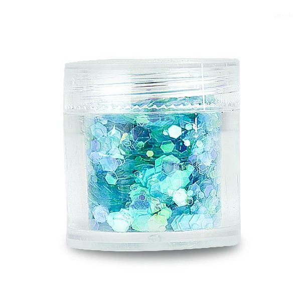 

10ml ice blue iridescent glitter spangle mix chunky & fine festival face body eyeshadow sequins , cpd34351, Silver;gold
