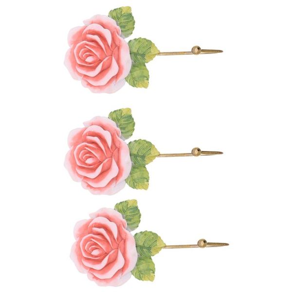 

3pcs multi-functional home hole punch hooks resin rose shape hanging other decor