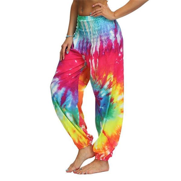 

harem tie dyeing chic women capri wide leg summer casual fleece beach party wear boho high waist sarouel femme pantalons, Black;white