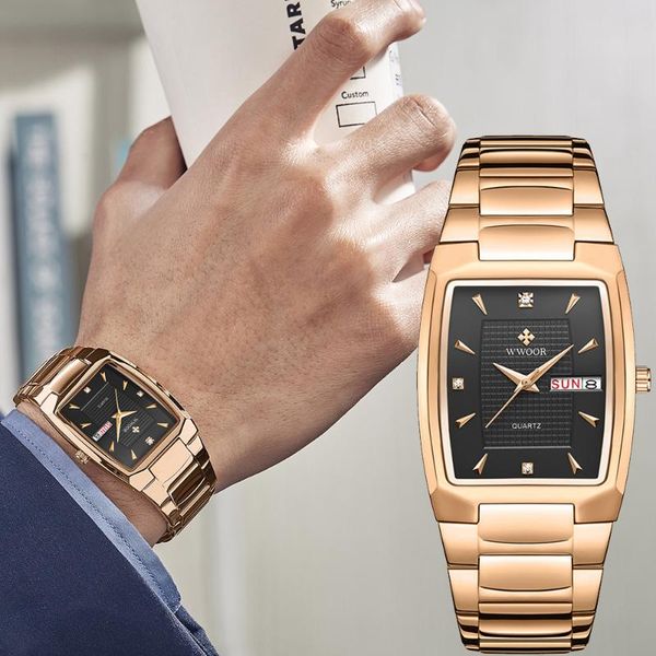 

wristwatches quartz wristwatch luminous 2021 wwoor fashion men watches casual dress calendar business steel relogio masculino, Slivery;brown