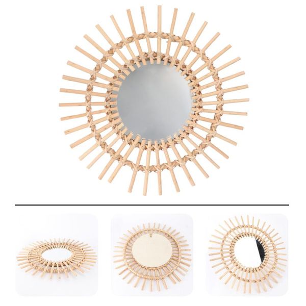 

mirrors 1pc decorative mirror wall hanging cosmetic home make-up (khaki)