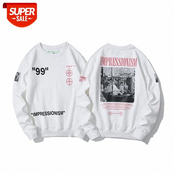 

soff ow monet portrait oil painting graffiti letters arrow cotton trouser loop thin round neck sweater #vm4e, Black