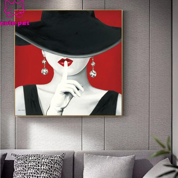 

diamond painting girl with black hat 5d diy rhinestone full square drill round embroidery mosaic home decor