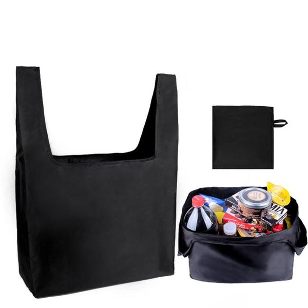

storage bags solid color foldable shopping bag eco reusable tote oxford fabric large-capacity casual home supplies