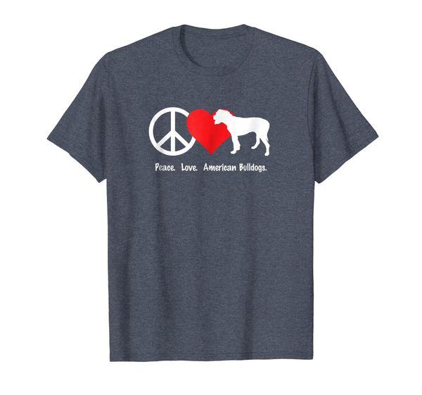 

peace love american bulldogs t-shirt shirt tee - dog pup, White;black