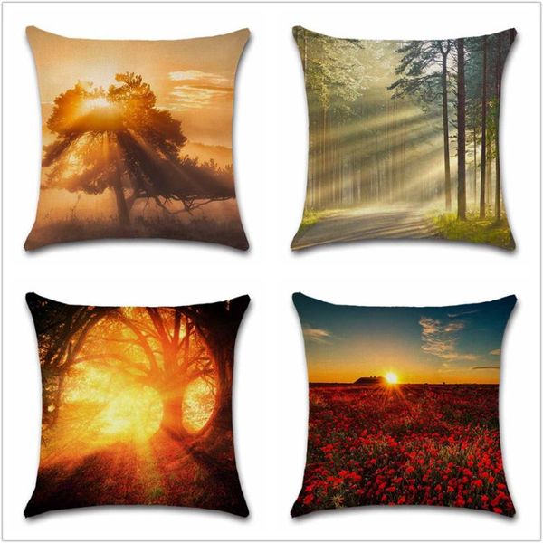 

cushion/decorative pillow sunrise forest view morning cushion cover decor chair seat sofa car case home house coffee shop kids bedroom frien