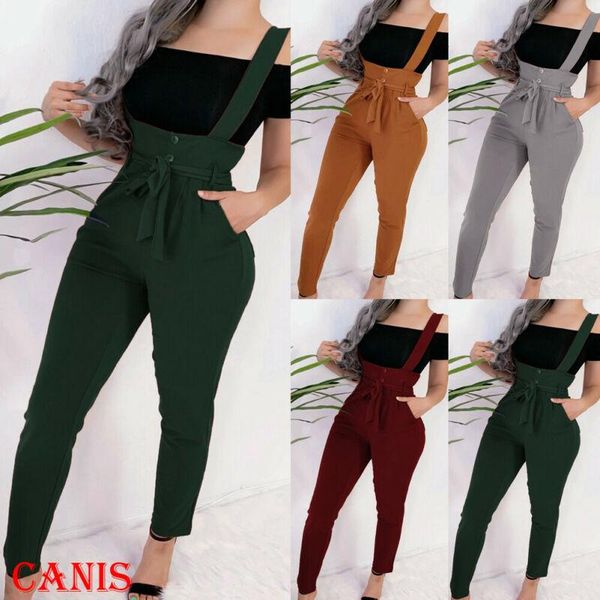 

women's jumpsuits & rompers women overall jumpsuit straps romper high waist trousers autumn belt pants female lace up sexy, Black;white