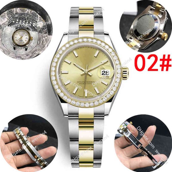 Роскошные женские часы с бриллиантами диаметром 26 мм Женские часы Белый прямоугольный широкий ремешок Роскошные автоматические стальные водонепроницаемые часы 2813 для плавания