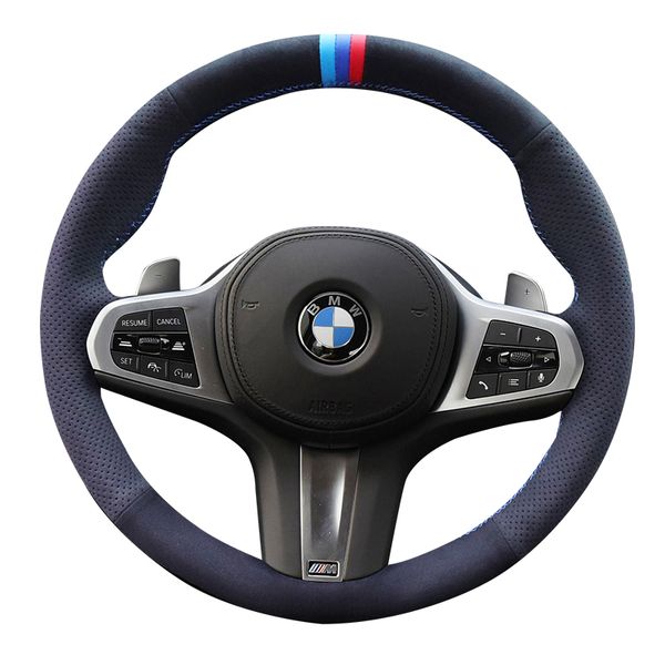 Fibra de carbono camurça mão costura capa de volante é adequado para BMW Nova 5-Series 3-Series x1x2x3x5x7