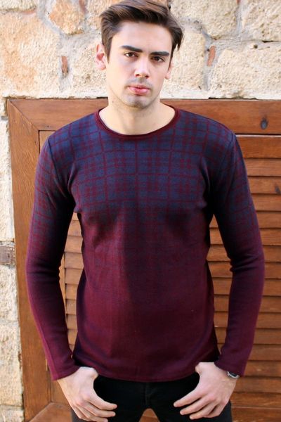 

patterned claret red crew neck mens sweater men's vests, Black;white