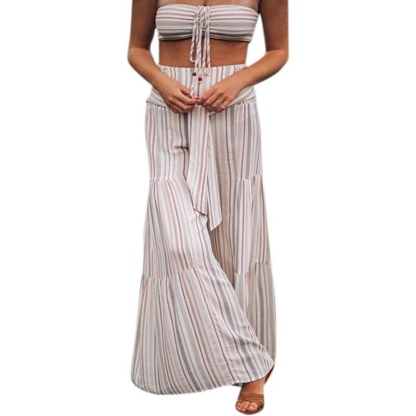 

women's pants & capris vicabo striped women wide leg long woman high waist ladies bell bottoms loose casual trousers, Black;white
