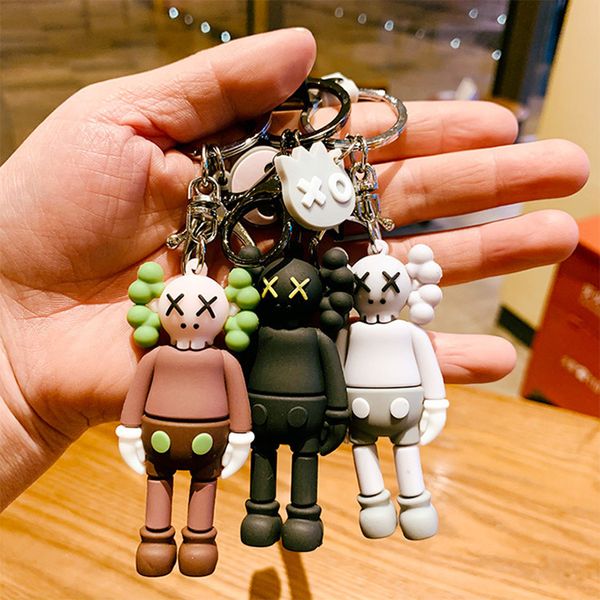 

kaws doll designer keyring keychain new fashion sesame street key chain accessories pvc action figures toys bag charms car key rings holder, Slivery;golden
