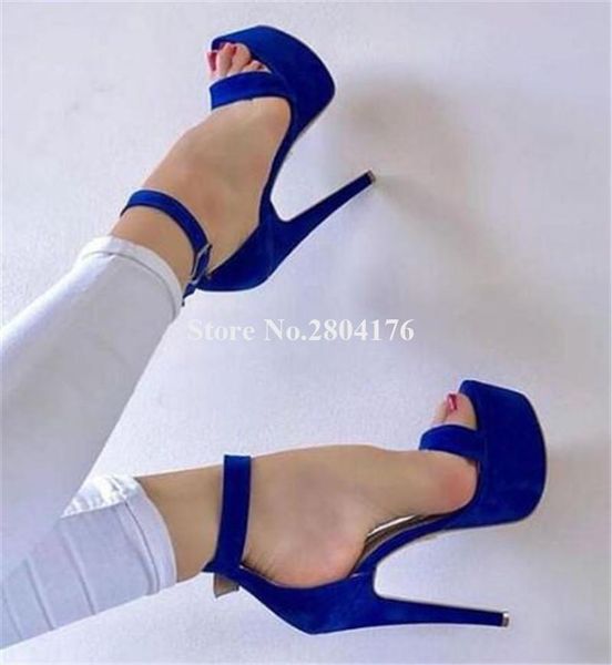 

western style women fashion high platform ione strap sandals ankle green blue heel evening dress heels shoes, Black