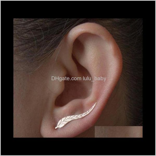 

jewelry drop delivery 2021 women fashion earrings metal leaf shape stud ear clip zgs1o, Golden;silver