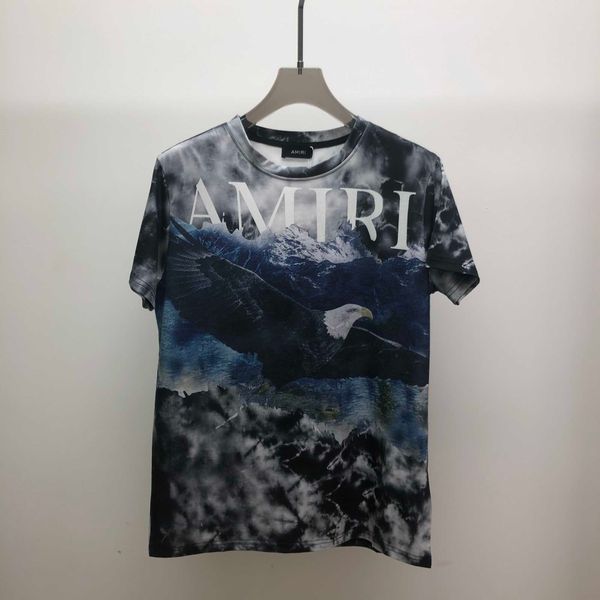 

summer amir ami short sleeve men's t-shirt 3d digital printing pure cotton round neck pullover trendy brand jow9, White;black
