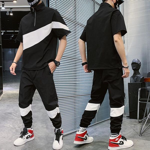 

men's tracksuits short sleeve casual t-shirt & pants 2 pieces set -4xl plus size men sweat suit 2021 summer tracksuit for me, Gray