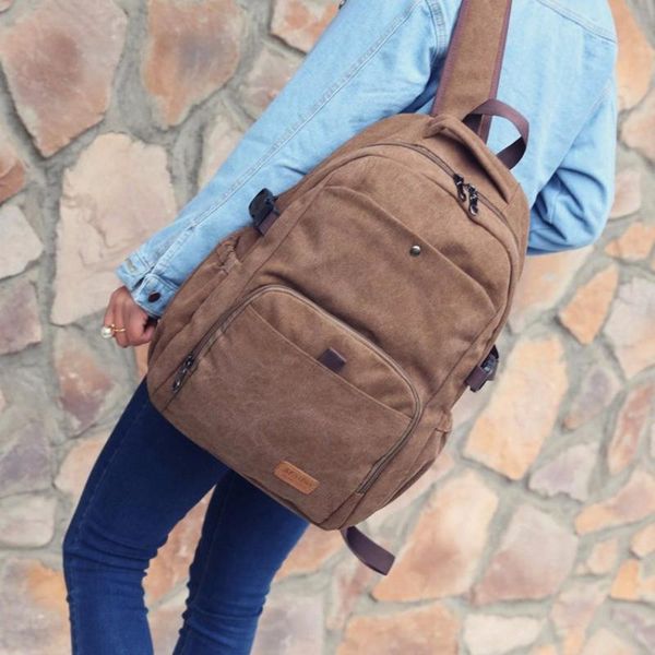 

backpack men and women 2021 casual canvas ladies travel bag for girls lapschool
