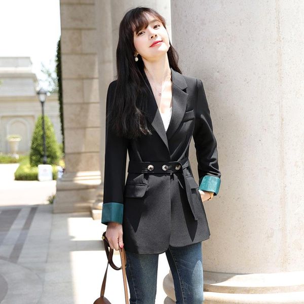 

women's suits & blazers single coat 2021 autumn casual fashion temperament slim comfortable waist button suit shirt, White;black
