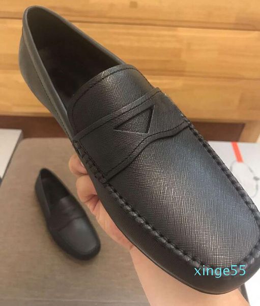 

brand mens casual loafers business gentleman wedding dress cow leather office walk shoes size 38-45, Black