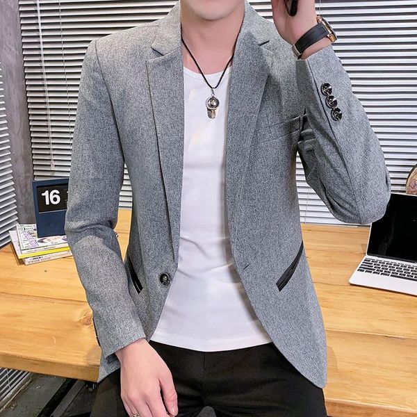 

men's solid color mosaic business suit youth autumn slim fit trendy and casual blazer suits & blazers, White;black