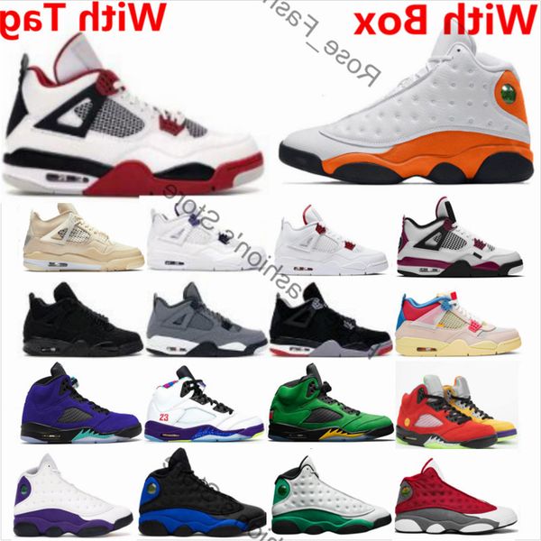 

4s 4 fire red bred 13 starfish red flint lucky green mens basketball shoes what the 5 white cement sports sneakers with boxesdf2o{category}