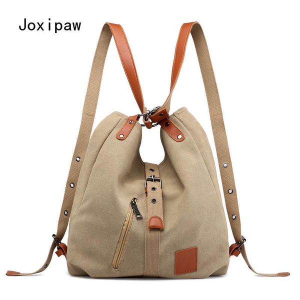 

canvas women shoulder bags multifunction back pack for students school travel large capacity cross body