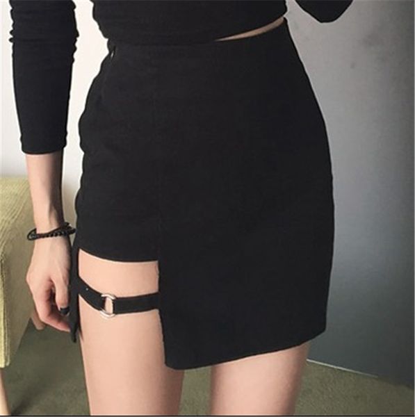 Корейский стиль черный пакет бедра юбки нерегулярные подол карандаш Микро мини юбка сексуальная стройная женская вечеринка юбки X0428