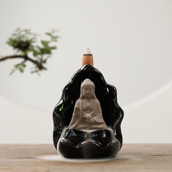 

fragrance lamps buddha backflow incense burner smoke small monk holder waterfall meditation buddhist decoration