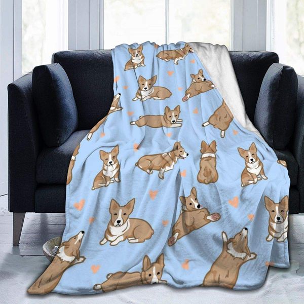 

fuzzy fleece flannel throw blanket cute corgis dog with hearts durable all season blanket warm fluffy throw blanket for adult