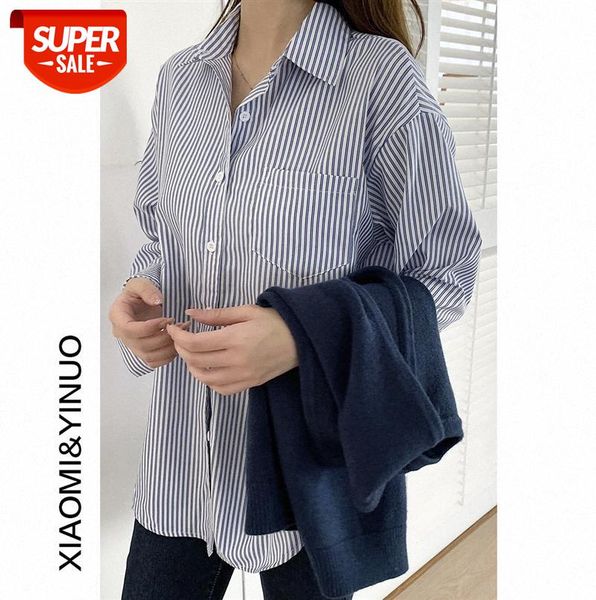

[ou fan] 7803 western style blouse shirt female design french striped #ay2f, Black;gray